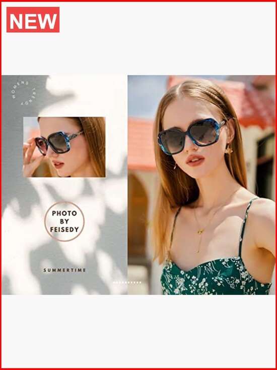Polarized Square Oversized Sunglasses Sparkling Composite Frame UV400 main image 5